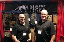 NAPED members and first-time exhibitors, Eric Linder and Richard Lewis of Tasmanian Tiger, showcase their line of law enforcement and medical response equipment.