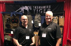 NAPED members and first-time exhibitors, Eric Linder and Richard Lewis of Tasmanian Tiger, showcase their line of law enforcement and medical response equipment. NAPED members and first-time exhibitors, Eric Linder and Richard Lewis of Tasmanian Tiger, showcase their line of law enforcement and medical response equipment.