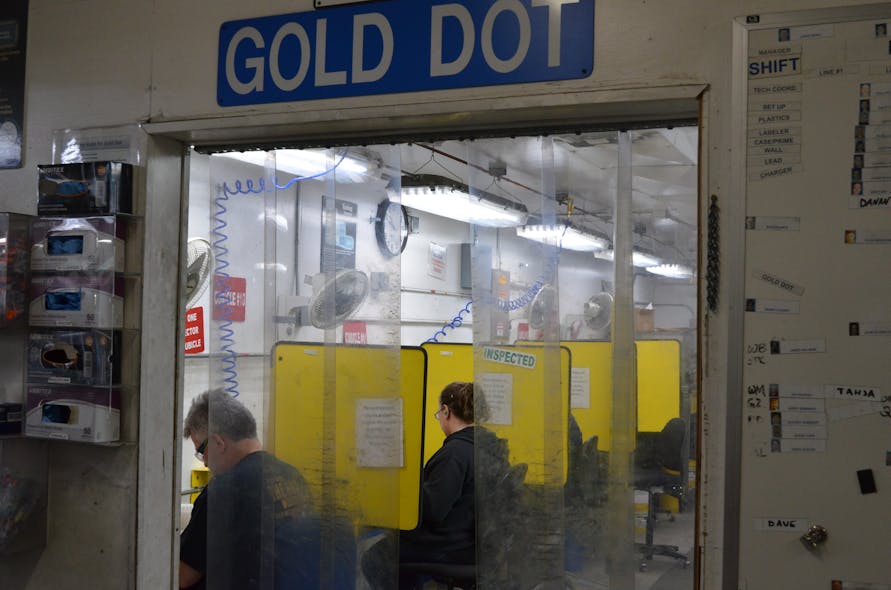 This is the entrance to the Gold Dot Room. It is sequestered from other areas of the facility. it may sound like just a final inspection room for products, but it is truly a tribute to Law Enforcement Service from Speer.