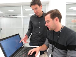 One of the developers of DBLR, Maarten Kruijver (seated), with Stuart Cooper, Senior Scientist at STRmix. One of the developers of DBLR, Maarten Kruijver (seated), with Stuart Cooper, Senior Scientist at STRmix.