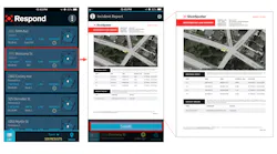 Screen capture images of a gunfire report from the mobile app.