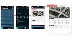 Screen capture images of a gunfire report from the mobile app.