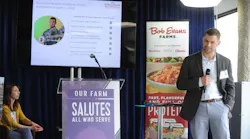 Jonathan Norton, founder and CEO of Peak Safety Systems accepting the Heroes to CEOs business grant from Bob Evans Farms, April 25.