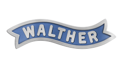 Walther Metal Logo New Platinum Horiz Blue V3