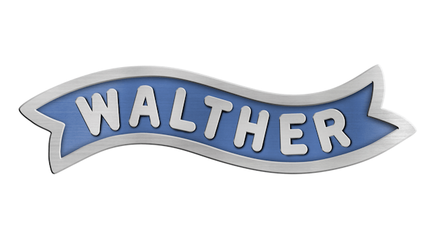 Walther Metal Logo New Platinum Horiz Blue V3