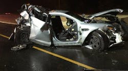 A Connecticut State Police trooper is recovering after he was trapped inside his patrol car following a crash early Sunday morning.