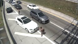 The Florida Highway Patrol has released traffic camera video showing a trooper being hit by a car on the Turnpike. The Florida Highway Patrol has released traffic camera video showing a trooper being hit by a car on the Turnpike.