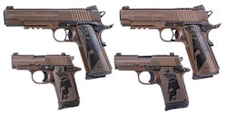 Top row: The 1911 Spartan II Full-Size and Carry. Bottom row: The P238 and the P938 Spartan II Micro-Compacts Top row: The 1911 Spartan II Full-Size and Carry. Bottom row: The P238 and the P938 Spartan II Micro-Compacts