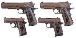 Top row: The 1911 Spartan II Full-Size and Carry. Bottom row: The P238 and the P938 Spartan II Micro-Compacts