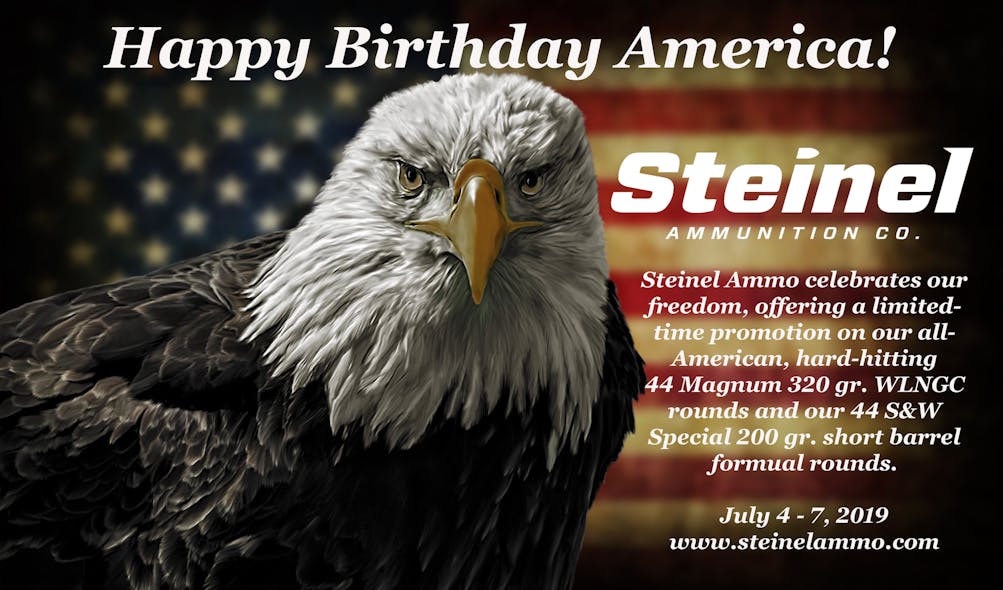 Steinel Ammunition Fourth of July Promo on 44 Magnum 320 gr. WLNGC and 44 S&W Special Self