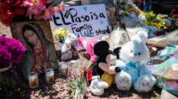 Locals bring flowers, stuffed animals, candles and posters to honor the memory of the victims of the mass shooting occurred in Walmart on Saturday morning in El Paso on Sunday, August 4, 2019.