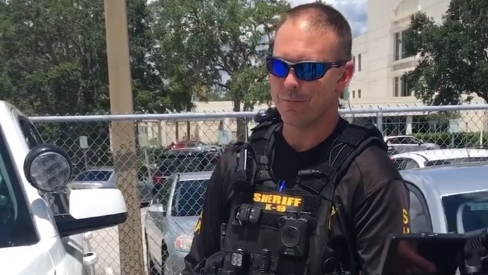 Pasco County Sheriff's Deputy Chris Stone returned to active duty on Thursday, two months after a barricaded man opened fire inside a home.