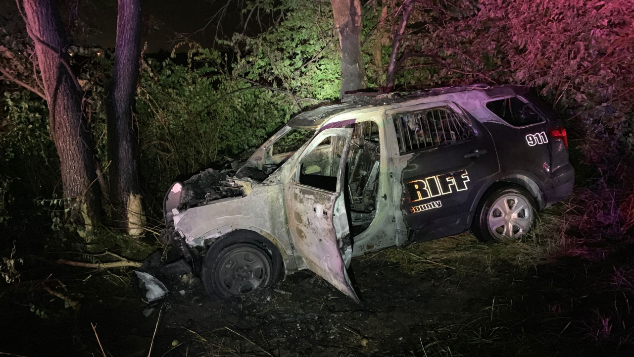 A Cass County Sheriff's deputy was pulled from a burning cruiser after it crashed while pursuing a suspect Monday night.