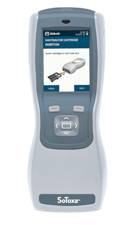The Abbott SoToxa handheld can give officers results in 5 minutes or less. The Abbott SoToxa handheld can give officers results in 5 minutes or less.