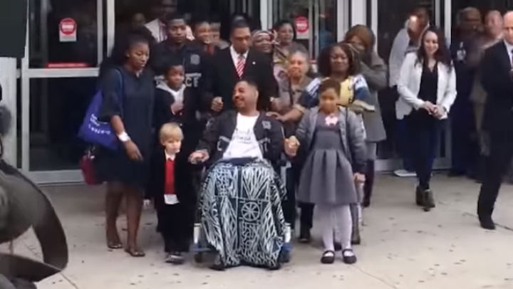 NYPD Officer Lesly Lafontant, who shot dead a man who slugged him in the head with a chair Friday night, left the hospital Monday afternoon after emerging from a coma.