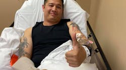 Morrow Police Sgt. Quatch underwent surgery Friday to repair a compound fracture to his right arm. Morrow Police Sgt. Quatch underwent surgery Friday to repair a compound fracture to his right arm.