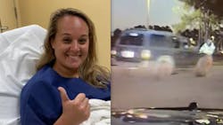 Kershaw County Sheriff's Deputy Chelsea Cockrell,who had her blue lights on and was wearing her bright yellow reflective jacket, was directing traffic at Lugoff Elementary School Thursday morning when she was struck by an SUV. Kershaw County Sheriff's Deputy Chelsea Cockrell,who had her blue lights on and was wearing her bright yellow reflective jacket, was directing traffic at Lugoff Elementary School Thursday morning when she was struck by an SUV.