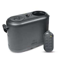 The Dogtra dual-use ball trainer is capable of rewarding your K-9 by launching a ball five feet in the air or dropping one (with a sleeve that can hold up to three). The controller can trigger up to eight devices to set up a full training course. The Dogtra dual-use ball trainer is capable of rewarding your K-9 by launching a ball five feet in the air or dropping one (with a sleeve that can hold up to three). The controller can trigger up to eight devices to set up a full training course.