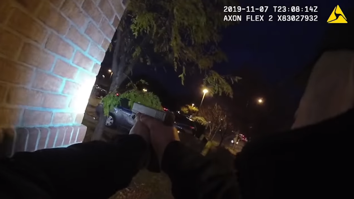 Newly released police body-cam footage shows the dramatic gunfire exchange outside a Louisville Kroger earlier last week, which culminated in the death of a man who was shooting off rounds inside the grocery store.