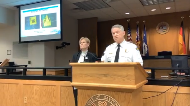 Dayton Police Chief Richard Biehl described Officer Jorge DelRio’s injuries as “grave” and said he had been shot twice in the face.