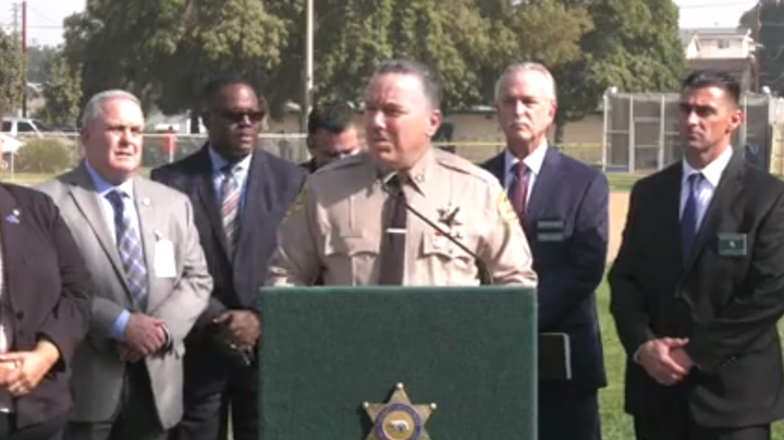 A man wielding a 3-foot sword was shot and killed by a sheriff’s deputy Wednesday morning on the campus of Esteban Torres High School in East Los Angeles, prompting officials to lock down the school.