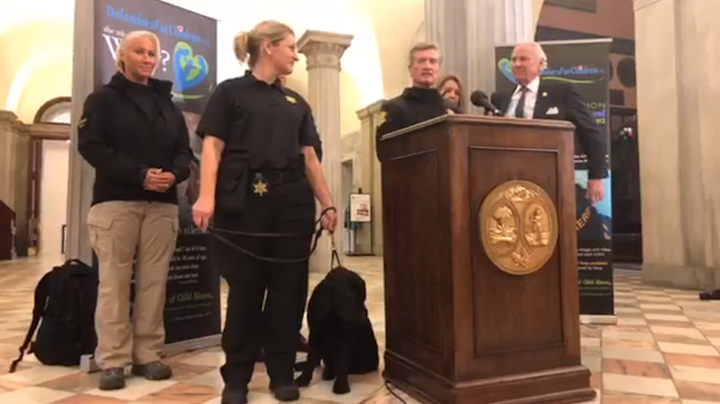 On Tuesday, S.C. Gov. Henry McMaster, Richland County Sheriff Leon Lott and the Greenville-based Defenders for Children announced the purchase of the police dog, which has the ability to sniff out electronic devices such as S.D. cards and computer hard drives.