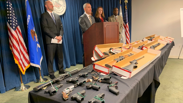Federal officials in Boston are announcing federal racketeering, drug and firearms charges against dozens of alleged Latin King members and associates on the East Coast.