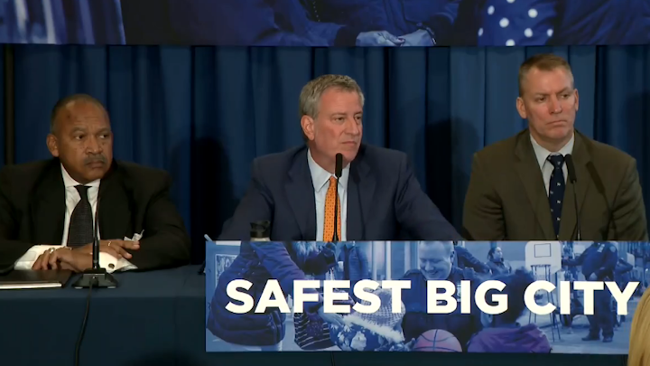 Mayor Bill De Blasio and newly minted NYPD Police Commissioner Dermot Shea discussed the numbers during a press conference at the New Settlement Community Center in the Bronx.