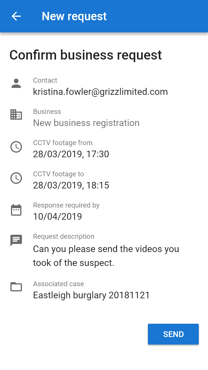 Business Requests Confirmation New Business