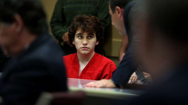 School shooting suspect Nikolas Cruz during a calendar call hearing on Wednesday, July 17, 2019 at the Broward Courthouse in Fort Lauderdale, Fla. Cruz is accused of shooting and killing 17 people in February 2018 at Marjory Stoneman Douglas High School in Parkland, Fla.