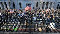 Gun rights supporters gather on Bank Street near Capitol Square for a rally expected to draw hundreds of thousands of people concerned that their Second Amendment rights are under threat on Monday, Jan. 20, 2020. Gun rights supporters gather on Bank Street near Capitol Square for a rally expected to draw hundreds of thousands of people concerned that their Second Amendment rights are under threat on Monday, Jan. 20, 2020.