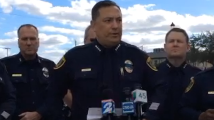 The sergeant, who was not immediately identified, around 1 p.m. spotted the struggle on Hadley Street while working at a mid-rise business office in the 2200 block of Fannin, according to Houston Police Chief Art Acevedo.