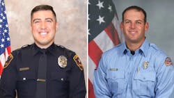 Officer Nicholas Reyna, left, and Lt./Paramedic Eric Hill Officer Nicholas Reyna, left, and Lt./Paramedic Eric Hill