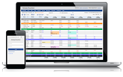 Software such as ScheduleAnywhere allows officers to see schedules, request time off and review coverage and staffing needs anytime, on any mobile device.