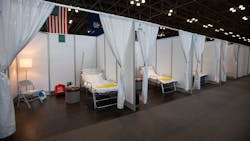 On Friday, Gov. Cuomo held a press conference, inside the Javits Center, to unveil the measures taken to turn the center into a makeshift hospital, which can hold 1,000 beds. On Friday, Gov. Cuomo held a press conference, inside the Javits Center, to unveil the measures taken to turn the center into a makeshift hospital, which can hold 1,000 beds.