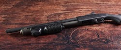 The Mossberg 590 with the Streamlight TL-Racker mounted. The Mossberg 590 with the Streamlight TL-Racker mounted.