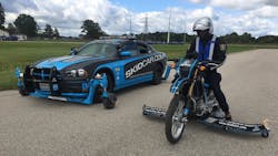 The SKIDCAR SYSTEM includes driver training on cars, SUVs, vans, trucks as well as motorcycles. The SKIDCAR SYSTEM includes driver training on cars, SUVs, vans, trucks as well as motorcycles.