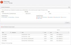 A screenshot of the PlanIt Schedule Warnings tool. A screenshot of the PlanIt Schedule Warnings tool.
