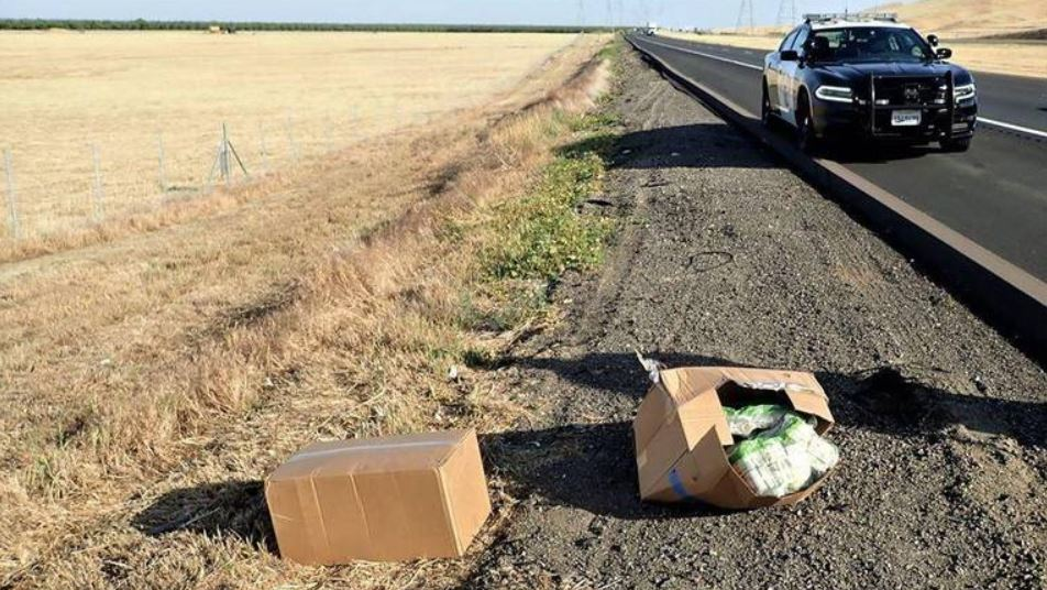 Nearly $1 million in cash was dropped on the side of the road during a vehicle pursuit Friday in Merced County, according to the California Highway Patrol.