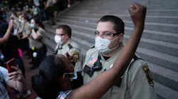 Demonstrators in the streets in Minneapolis during a third day of protests following the death of George Floyd while in Minneapolis police custody, on Thursday, May 28, 2020.