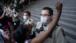 Demonstrators in the streets in Minneapolis during a third day of protests following the death of George Floyd while in Minneapolis police custody, on Thursday, May 28, 2020. Demonstrators in the streets in Minneapolis during a third day of protests following the death of George Floyd while in Minneapolis police custody, on Thursday, May 28, 2020.