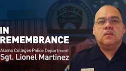 The Alamo Colleges Police Department has identified the officer who suffered a fatal heart attack while responding to a shooting Tuesday night as Sgt. Lionel Martinez, a 21-year veteran of the department.