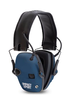 The Howard Leight Impact Sport Honor electronic earmuff in Real Blue. The Howard Leight Impact Sport Honor electronic earmuff in Real Blue.
