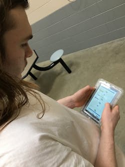 Sacsha Krantz using a Securus Technologies SecureView® Tablet. Sacsha Krantz using a Securus Technologies SecureView® Tablet.