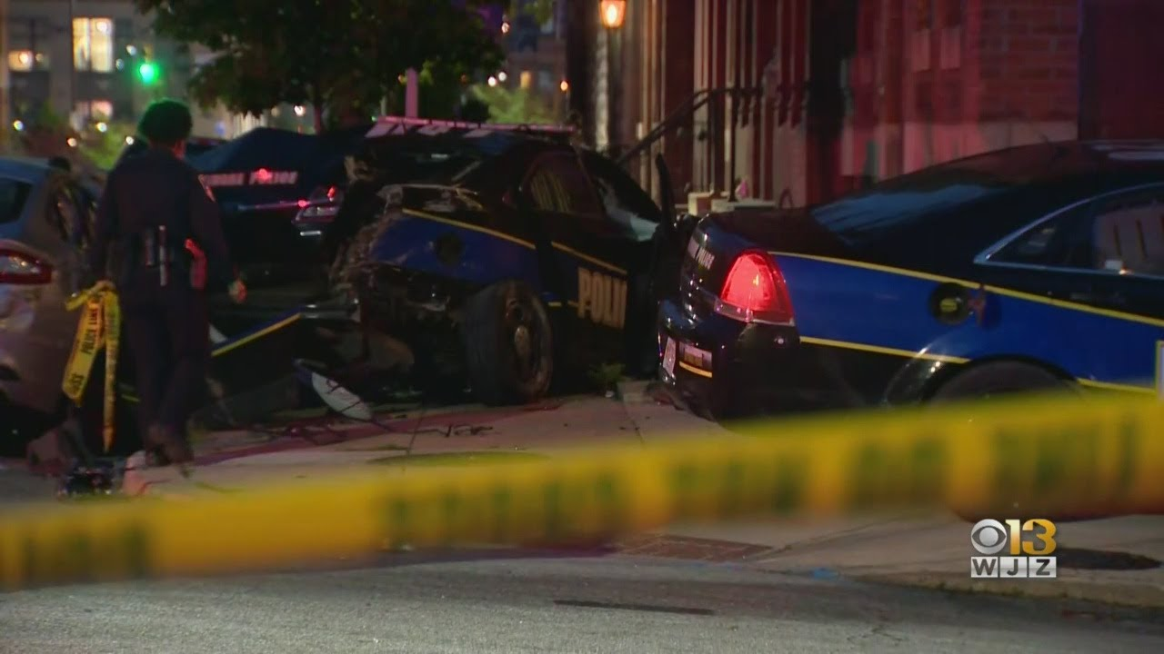 Two Baltimore Patrol Cars Crash Into Each Other | Officer