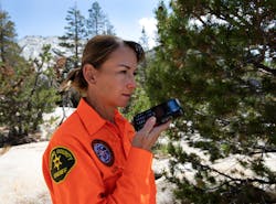 County sheriff using FirstNet in a wooded area County sheriff using FirstNet in a wooded area