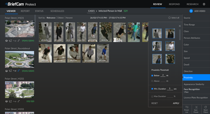 The Proximity Identification feature of the BriefCam Video Content Analytics Platform v5.6.1