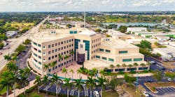 Aerial view on Broward Sheriff`s Office BSO, public safety organization for law enforcement and fire protection duties within Broward County, Florida. Fort Lauderdale, Florida/USA - April 07, 2020