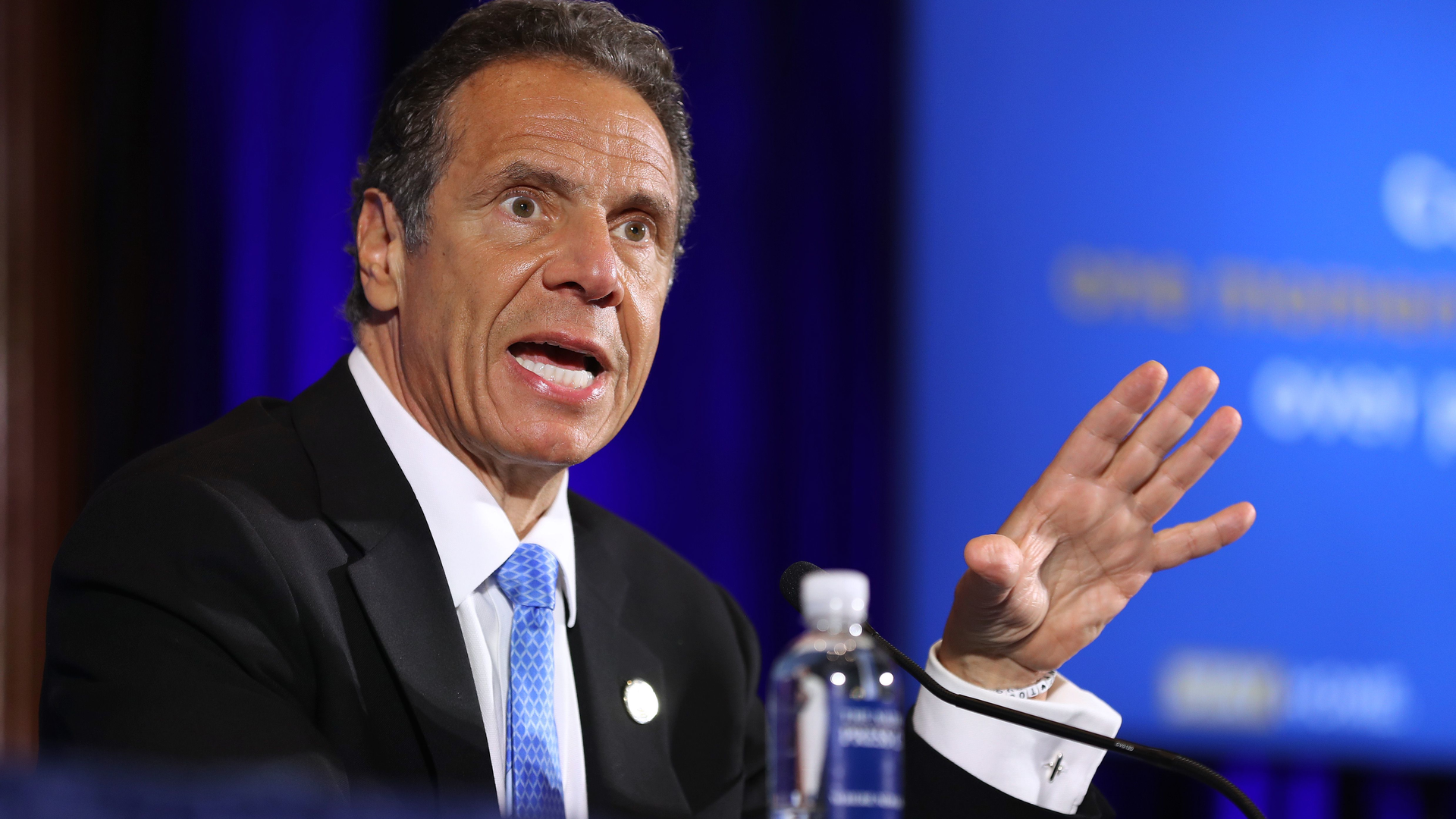 WASHINGTON, DC - MAY 2: New York Governor Andrew Cuomo holds a news conference at the National Press Club May 27, 2020 in Washington, DC. Following a closed-door meeting with President Donald Trump at the White House, Cuomo leveled criticism at Republican senators and other politicians that he said want to limit federal aid for New York to combat and recover from the coronavirus pandemic.