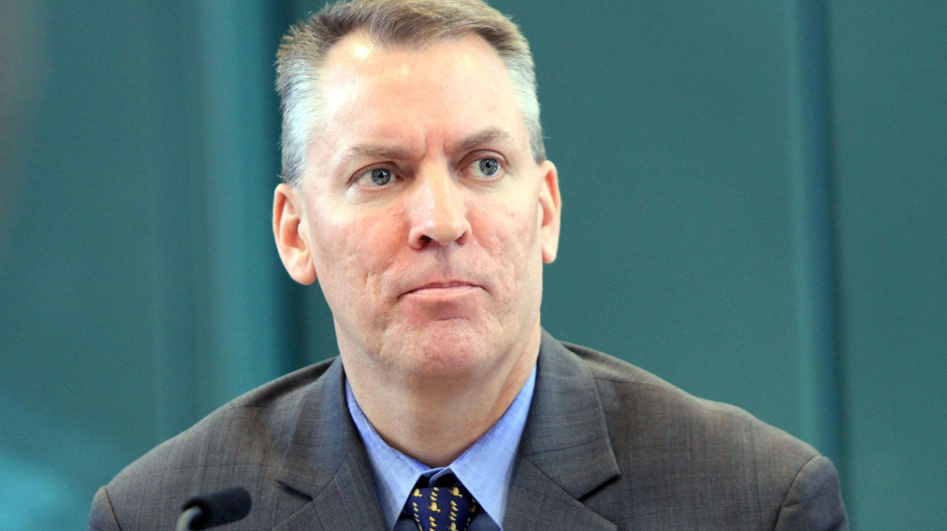 NYPD Commissioner Dermot Shea at a crime stats press conference.